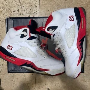 Jordan fire red 5s Black tongue